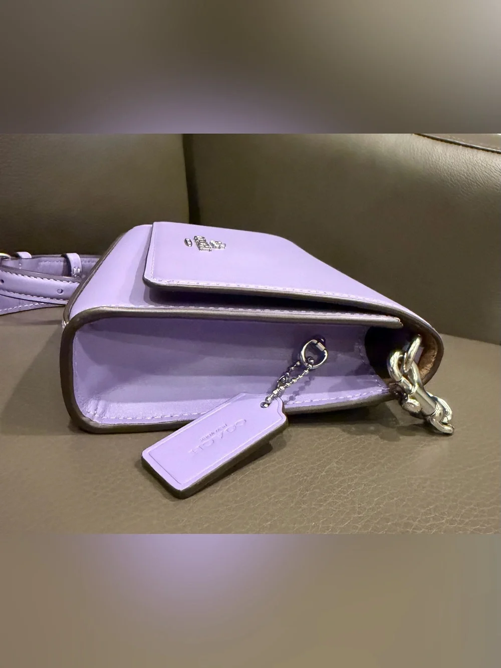 Coach New CP034 Small Flap Clutch Crossbody Bag Light Violet Leather NWT $298